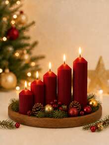 4pcs Gift Box Set Roman Column Beige Scented Candles, Smoke-Free Aromatic Candles, Burn Time Up To 72 Hours, Includes Fragrance, Pointed Cylindrical White Candles, Suitable For Home Decor - Fine-toothed Pointed Tip - View 3