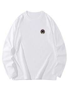 Women's Fashion Autumn/Winter Loose Minimalist Versatile Cartoon Cat Print Long Sleeve T-Shirt - White - View 6