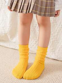 1 Pair Kids Solid Color Straight Socks, 2-7 Years Old Children Candy Color Calf Socks, Versatile Mid-Calf Socks Suitable For All Seasons - Multicolor - View 12