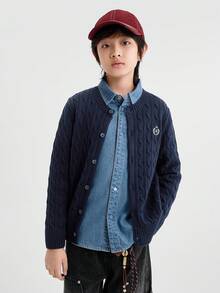 Balabala Stylish Kids Knit Cardigan Soft Warm Sweater Base Top For Toddler Boys & Girls Winter - Blue Tint - View 1