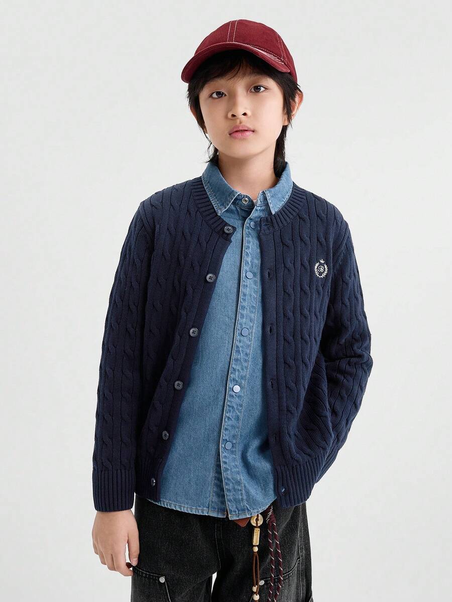 Balabala Stylish Kids Knit Cardigan Soft Warm Sweater Base Top For Toddler Boys & Girls Winter - Blue Tint - View 1