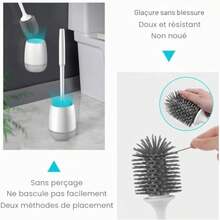 Brosse WC, Brosse de Toilette en Silicone, Balayette WC en Silicone Antibactérienne à Séchage Rapide, Brosse Toilettes à Manche - style comme sur la photo - Voir 4