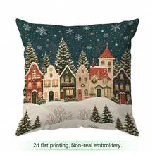 4pcs/1pc Christmas Fairy Tale Town Pattern Pillow Case Without Insert, Single-Sided Printed Pillow Case, Suitable For Living Room Bedroom Home Decor, All Season Pillow Case - Multicolor - View 15