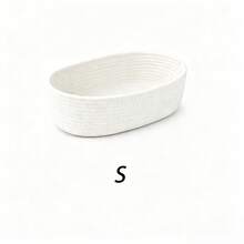 Oval Desktop Storage Basket, Entryway Key Organizer, Bedroom Bedside Cosmetic Storage Basket, Woven Basket, 3 Sizes Available - White - View 7