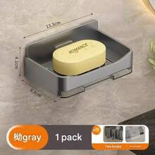 3/2/1pc 13.3cm*4.1cm*8.3cm Wall-Mounted Soap Holder, Unique Plastic Soap Dispenser, Home Soap Rack, Draining Soap Tray, No Drilling Required, Suitable For Home Bathroom Toilet Kitchen Bathroom Accessories, Wall-Mounted Rectangular Design, Space-Saving - Multicolor - View 5