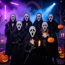 Halloween With Diamond-Encrusted Ghost Face Mask, COS Costume For Halloween Party, Suitable For Halloween Disguise As A Skeleton, Funny And Scary. - Multicolor - View 1