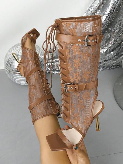 High Heel Fashion Commute Mesh Elegant Women's High Heel Sandals