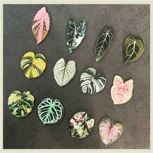 12pcs/9pcs/7pcs/5pcs/4pcs/2pcs Artificial Plant Leaf Fridge Magnets, Fun Decorative Magnetic Stickers, Suitable For Kitchen And Office, Also Suitable For Whiteboard And Refrigerator, Holiday Gift, Valentine's Day Gift, Christmas Gift - Multicolor - View 8