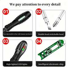 [Probador de Voltaje]Probador de Voltaje LED Multifuncional| Detección de Puntos de Ruptura| Distingue Corriente y Neutro| Sondas Intercambiables| Antideslizante Alto Torque - 1 Unidad - Ver 9