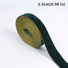 5 Yards Dark Green Gold Trim Flocked Ribbon, Soft & Delicate Flocked Texture, Exquisite Gold Edge Binding, Suitable For Gift Wrapping, Bow Making, Christmas Holiday, Wedding Floral Packaging, Premium Accessory For Handmade Crafts & Gift Box Decoration (1.0cm-4.0cm) - Dark Green - View 9