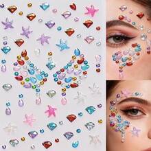 Rainbow 3D Glitter Gem Stickers, Sequin Heart & Star Stickers, Self-Adhesive Rhinestone Diamond Shape Design, Suitable For Makeup And Clothing, Multi-Color Diamond Face Gems, Perfect For Valentine's Day, Holidays, Parties And Events - Multicolor - View 9