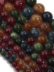 1 Strand 6/8/10mm ﻿Natural Stone Rainbow Tourmaline Round Loose Spacer Beads For Jewelry Making DIY Handmade Bracelet Accessories - Multicolor - View 2