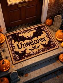 1PC Halloween Crystal Velvet Doormat, Ghost Pumpkin Black Cat Door Mat, Machine Washable Stain-Resistant Welcome Rug, Trick Or Treat Party Decor - Multicolor-1 - View 9