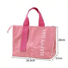 1pc Printed Lunch Bag, Dopamine Color Palette, Portable Design, Waterproof & Dustproof, Suitable For Storing Lunch Boxes, Utensils, Etc., Ideal For Picnic, Camping, Office Lunch, School Meals - Multicolor - View 5