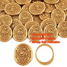 20入 3D 浮雕花卉圖案自黏式蠟封貼紙，適用於禮物、婚禮邀請函、信封封口貼 - 棕色 - 花-棕色 - 查看 2