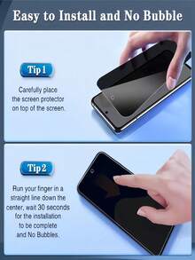 5pcs Anti-Peeping Tempered Glass Screen Protector, Compatible With Samsung Galaxy S25 S24 A57 A37/Compatible With IPhone 17 16/Compatible With Huawei/Honor/Compatible With Xiaomi 15T/Poco/Note 15, 9H Hardness, Anti-Fingerprint, Case-Friendly, Easy-To-Apply Thin Design, Touch-Sensitive, Dust-Proof, Full Coverage No Light Leakage, Privacy Anti-Peeping, Electroplated Oleophobic Coating - Black - View 5