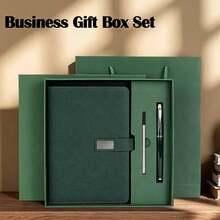 1 set/5 buah Buku Catatan Sampul Kulit & Set Hadiah Pena, Buku Harian Kantor Bisnis dengan Pena Tanda Tangan Logam & Isi Ulang, Hadiah Wisuda Perusahaan - Beragam warna dan gaya acak - View 2