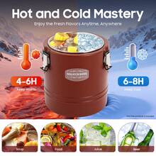 15.9QT 4 Gallon Insulated Soup Container, 6H Insulation Commercial Food Warmer Hot Box For Catering Restaurant Canteen, Brown - Burnt Orange - View 1