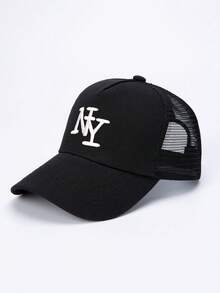 1件刺繡NY五片式網格帽，可調節戶外防曬休閒帽，適合春秋旅行、海灘度假 - 彩色 - 查看 8