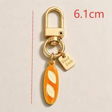 1pc/3pcs Unisex Alloy Painted Faux Bread Baguette Pendant English Letter Keychain Accessory Couple Bag Charm - Multicolor - View 6