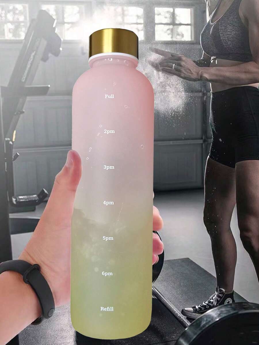 1件 1000ML 戶外運動水壺,中性款,1000ml 黑色漸層水杯,大容量塑膠便攜水杯,適合戶外健身露營便攜旅行杯 - 淺粉色 - 查看 1