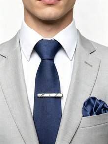 1 Set Gift Box Fashionable High-End Tie, Pocket Square, Cufflinks, Tie Clip 4-Piece Set Suitable For Travel, Leisure, Business, Banquet, Gathering, Wedding Gift - HB209 - View 4