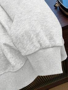 High Street LA Large Letter Back Print Sweatshirt, Casual Slouchy Student Versatile Pullover Autumn Top - White-gray - View 4