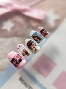 Doll Nail Art Stickers Vintage Aesthetic Niche Personalized Cartoon DIY Nail Decoration Decals - Multicolor - View 2