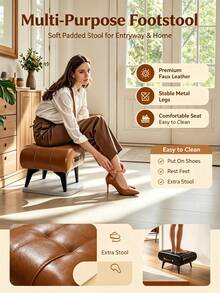 Entryway Shoe Bench Soft Padded Stool For Home Entrance, Luxury Minimalist Living Room Footstool Small Bench - Multicolor - View 5