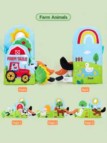 Interactive Animal Tail Cloth Book For Infants & Toddlers, With Crinkle Paper, Untearable Fabric, Farm & Forest Animal Theme, Early Learning & Cognitive Development, Birthday & Holiday Gift For Boys & Girls - Multicolor - View 4