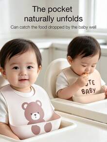2pcs/1pc Celemek Bayi Silikon - Anti Bocor, Anti Noda, Lembut, Dapat Diatur Ukurannya, Tahan Air Rebus, Portabel, Desain Kartun, Cocok untuk Penggunaan Sehari-hari Bayi & Makan di Luar Ruangan - MultiWarna - View 2