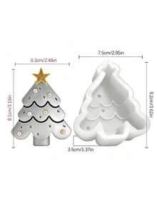 1pc Christmas Tree Candle Mold, Snowflake Embossed Tree Shape Silicone Candle Mold, DIY Aromatherapy Candle, Plaster, Resin, Clay Crafts, Easy Release, Non-Stick, Reusable, Home Desktop Decoration, Christmas, Thanksgiving, Halloween Handmade Gift - A - View 8