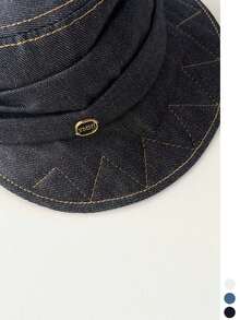 Vintage Washed Equestrian Hat Women's Summer Fashion Versatile Face-Slimming Sun Protection Newsboy Beret Hat Vintage Denim Pleated Flat Top Equestrian Hat Fashion Versatile Face-Slimming Beret Hat Women's Wide Brim Sun Protection Baseball Cap - Multicolor - View 7