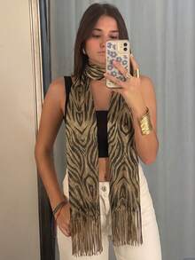 1PC Women's Casual Leopard Print Gold Sequin Shiny Thread Scarf, Luxury Fashion Bohemian Style, Suitable For Evening Party, Celebration, - Gold - View 2