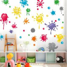 4 buah Stiker Dinding Kreatif Motif Tetesan Tinta Cat, Pola Noda Tinta Percikan Cat Aneka Warna, Dapat Disusun dan Dikombinasikan Secara Bebas, Gaya Artistik, Cocok untuk Kamar Anak, Lingkungan Taman Kanak-kanak, Dekorasi Ruang Kelas Seni, Dinding Latar Belakang Ruang Bermain, dll. - Stiker dinding titik tinta warna-warni - View 1