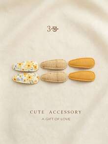 6Pcs Floral Plaid Fabric Hair Clips, Cute Lace-Trimmed Baby Hair Clips, Sweet And Non-Slip Hairpins, Suitable For Little Girls To Wear Daily. - Multicolor - View 11