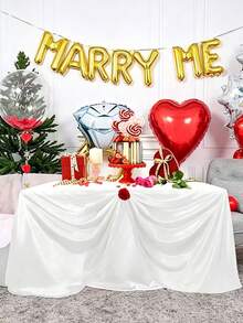 1pc Satin Tablecloth, Rectangular Sequin Silk Tablecloth, Smooth Fabric, Suitable For Wedding Banquet Party Events, White, Room Decor - White - View 5