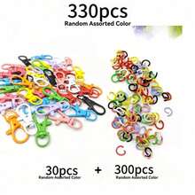 110/330/660pcs Mixed Color Iron Split Rings And Zinc Alloy Rotating Lobster Clasp Hooks, Colorful DIY Handmade Accessories, Suitable For Handicrafts And Keychain Making Projects - Multi-color - View 9