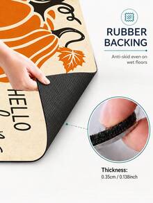 1pc Pumpkin Pattern Kitchen Mat, Fun Holiday Style, Suitable For Autumn Party, Bathroom, Room, Kitchen, Sink Area And Home Holiday Decor, Foot Mat, Pet Mat - Multicolor - View 7