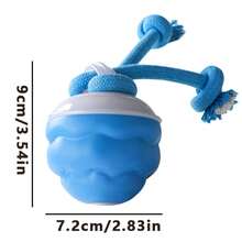 Smart Fully Automatic Rolling Dog Toy Ball, USB-C Rechargeable Interactive Pet Toy With Rope Knot, 3-Speed Obstacle Avoidance Mode, Dental Cleaning & Chewing Toy, Suitable For Indoor Solo Play And Small To Medium Dogs - Blue - View 3