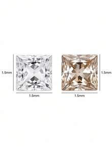 50pcs Mini Square Zirconia Flat Back Rhinestones Nail Art Decor, Sparkling Transparent White Champagne Square Rhinestones DIY Nail Art - White - View 7