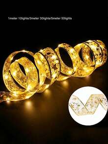 1 buah Lampu Pita untuk Dekorasi Pohon Natal, Lampu Peri Pita Perak, Cocok untuk Pohon Natal, Pernikahan, Pesta Ulang Tahun, Dekorasi Rumah Saat Liburan, Dekorasi Pesta, Hadiah Ulang Tahun, Lampu Hias Beruntai - Pita Emas - View 4