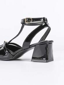 Women's High Heel Mary Jane Pumps, Fashion Casual Slip-On Backless Sandals - Black - View 9