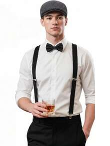 Halloween 1920s 7-Piece Party Costume Set | Men's 7-Piece Gangster Outfit Accessories, Suitable For 20s Theme Party, Halloween Cosplay, Adult Costume Set - Multicolor - View 2