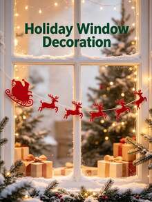 Christmas Santa Reindeer Banner, Felt Garland Bunting, Festive Hanging Decoration For Xmas Party Mantel - Multicolor - View 2
