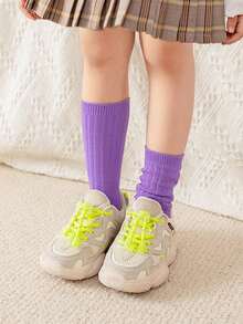 1 Pair Kids Solid Color Straight Socks, 2-7 Years Old Children Candy Color Calf Socks, Versatile Mid-Calf Socks Suitable For All Seasons - Multicolor - View 15