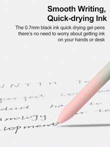 5pcs Gel Pen Set, Aurora Design, Retractable Quick-Dry Black Ink Pens, 0.5mm Fine Tip, High-Quality Cute Ballpoint Pens, Smooth Writing, Macaron Color Tone, Comfortable Grip, Suitable For School And Office Supplies - 5 Pcs - View 6