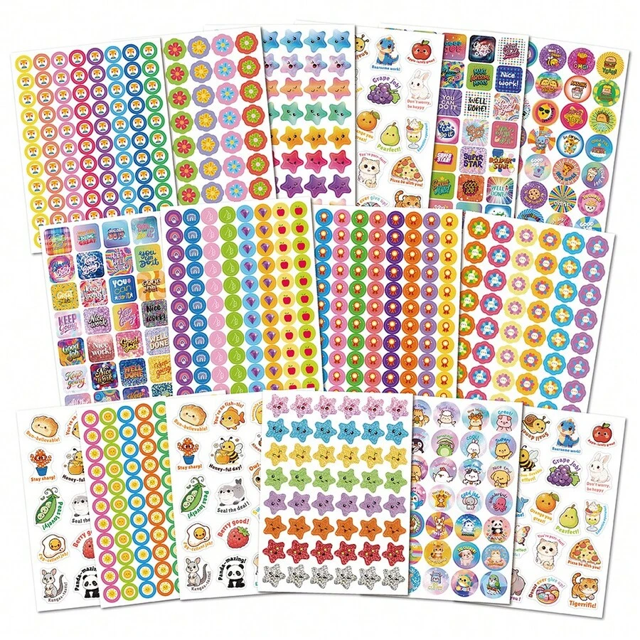 Children Reward Star Stickers, Teacher Classroom Incentive Stickers | 768pcs Sticker Value Pack, Suitable For Children Students Reward, Homework Praise, Diary, Notebook Decoration, Bottle, Notebook, Luggage Bag Gift, Behavior Chart, Student Notebook, School Classroom Teacher Supplies, DIY - Multicolor - View 1