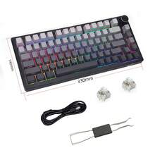 HXSJ New X81 81 Key Tri Mode Wired Wireless Mechanical Keyboard, White Switch, Hot Swappable, PBT Side Printed Gradient Keycaps, RGB Backlit, Built In 8000mAh Battery With Volume Knob, For Home, Gaming Office Use - View 11