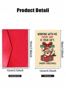 8pcs/4sets, 2sets, 1set Christmas Greeting Cards With Envelopes, Humorous Christmas Card With Santa Claus - "Working With Me Every Day Is Your Gift" Message, Red & Green Holiday Design, Suitable For Office Party Team Appreciation Or Secret Exchange, Christmas Holiday Workplace Party Decoration - A - View 10